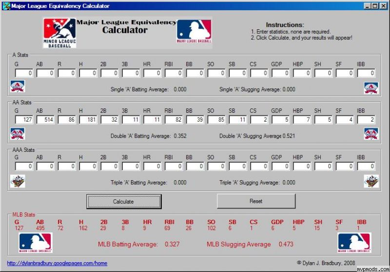 More information about "Major League Equivalency Calculator"